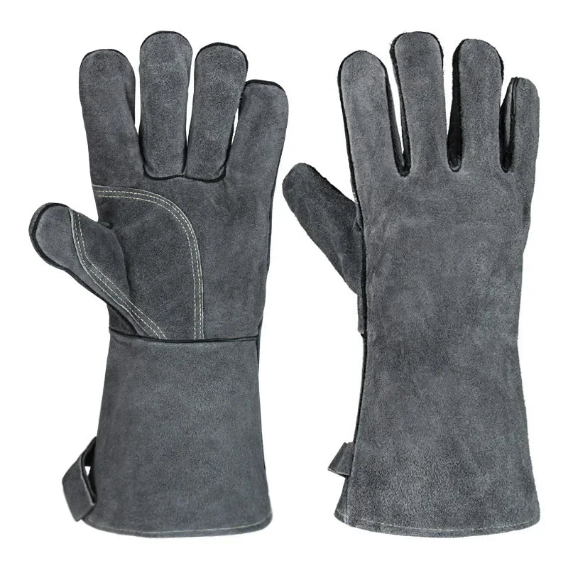 Heat Resistant Long Sleeve Cowhide Leather Welding Gloves Mig/Tig