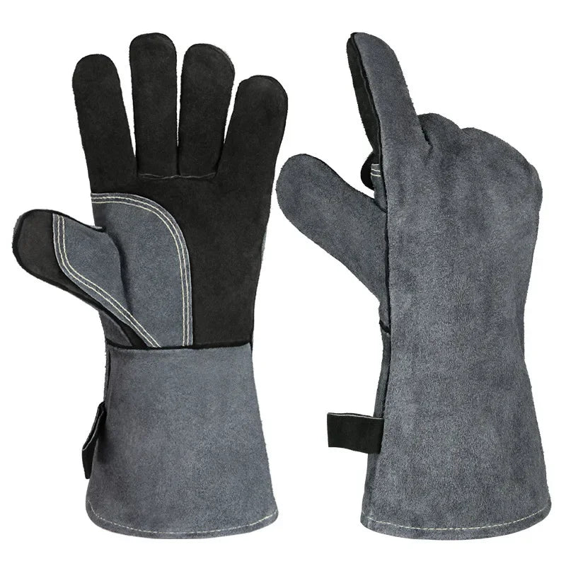 Heat Resistant Long Sleeve Cowhide Leather Welding Gloves Mig/Tig